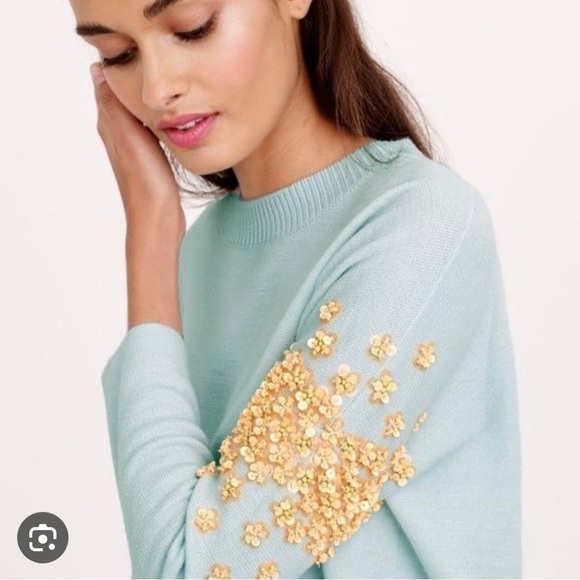 J. Crew Sweaters - J. Crew Collection Embellished Floral Sequin Sleeve Sweater